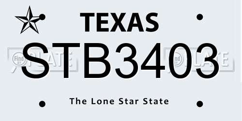 STB3403 Texas License Plate