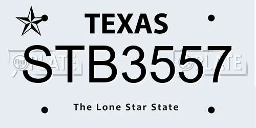 STB3557 Texas License Plate