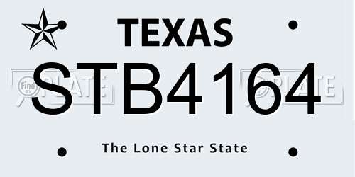 STB4164 Texas License Plate