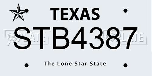 STB4387 Texas License Plate