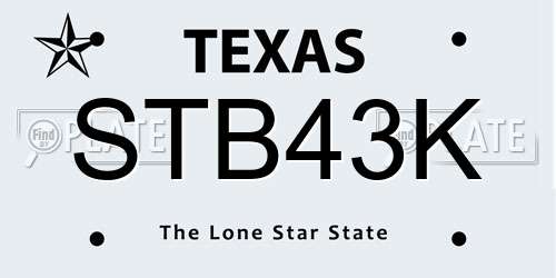 STB43K Texas License Plate