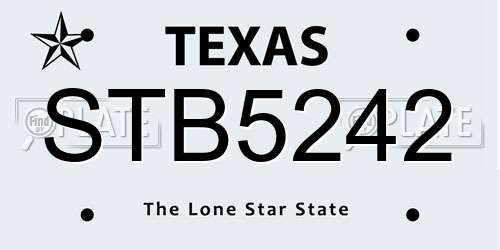 STB5242 Texas License Plate