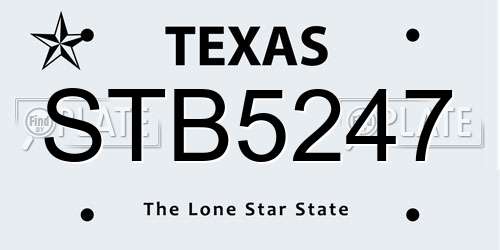STB5247 Texas License Plate