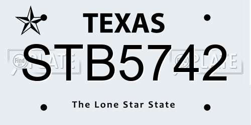 STB5742 Texas License Plate