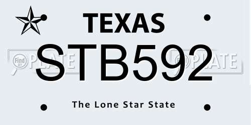 STB592 Texas License Plate