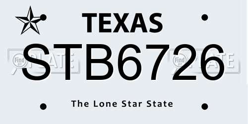 STB6726 Texas License Plate