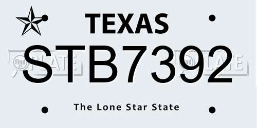 STB7392 Texas License Plate