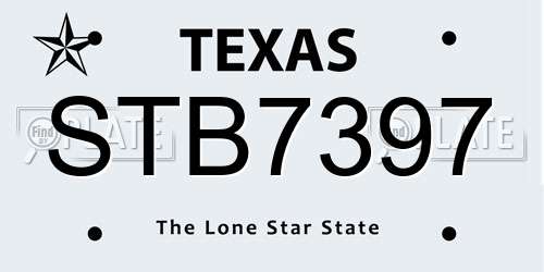 STB7397 Texas License Plate