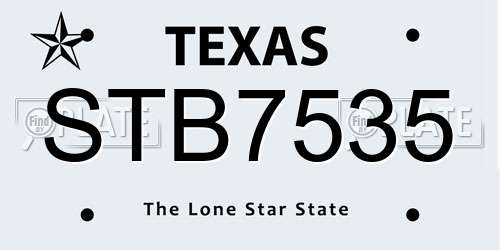 STB7535 Texas License Plate