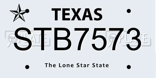 STB7573 Texas License Plate