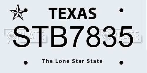 STB7835 Texas License Plate