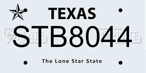 STB8044 Texas License Plate