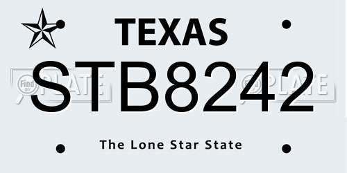 STB8242 Texas License Plate