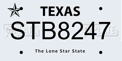 STB8247 Texas License Plate