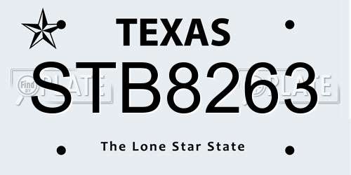 STB8263 Texas License Plate