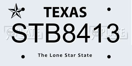 STB8413 Texas License Plate