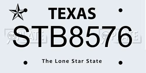 STB8576 Texas License Plate