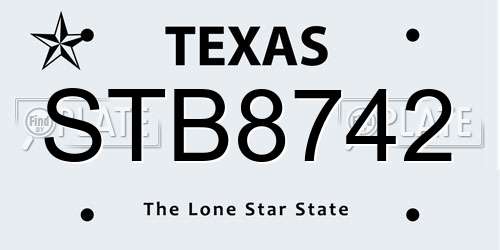 STB8742 Texas License Plate