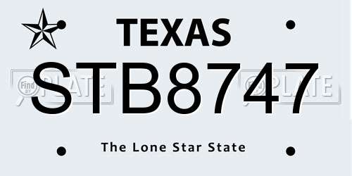 STB8747 Texas License Plate