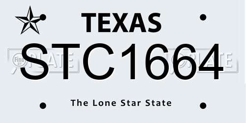 STC1664 Texas License Plate