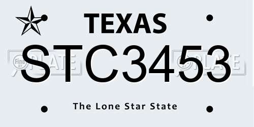 STC3453 Texas License Plate