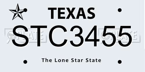 STC3455 Texas License Plate