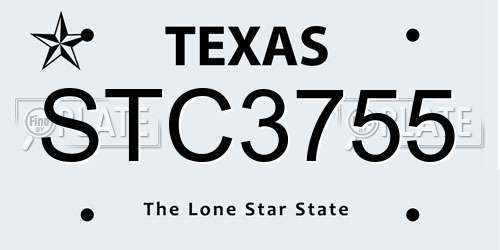 STC3755 Texas License Plate