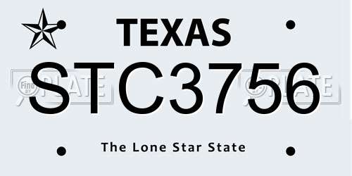 STC3756 Texas License Plate