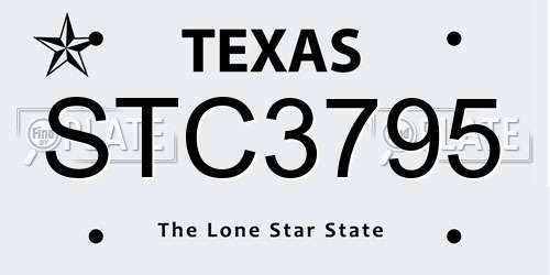 STC3795 Texas License Plate