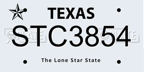 STC3854 Texas License Plate