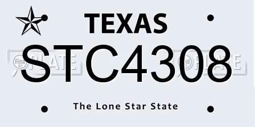 STC4308 Texas License Plate