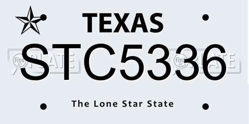 STC5336 Texas License Plate
