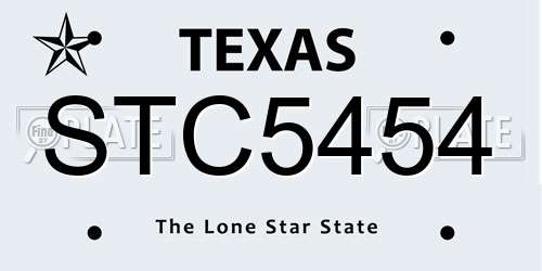 STC5454 Texas License Plate