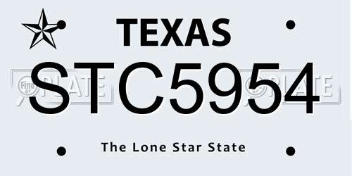 STC5954 Texas License Plate