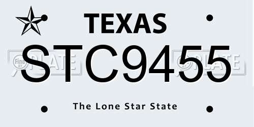 STC9455 Texas License Plate