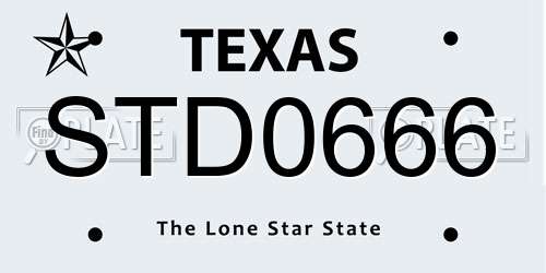 STD0666 Texas License Plate