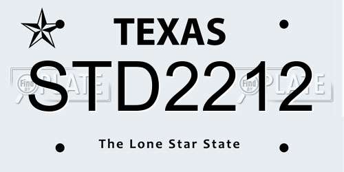STD2212 Texas License Plate