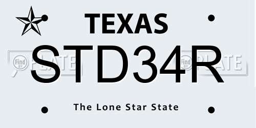 STD34R Texas License Plate