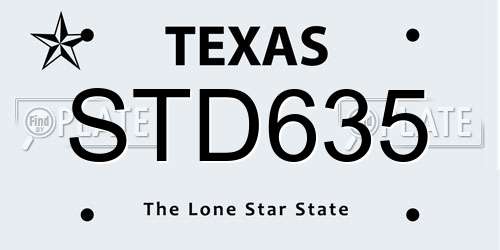 STD635 Texas License Plate