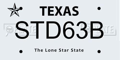 STD63B Texas License Plate
