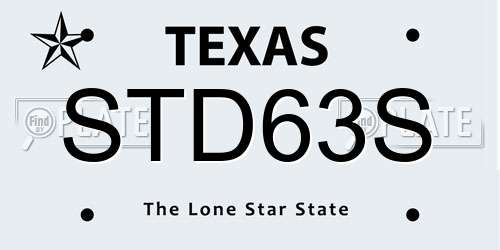 STD63S Texas License Plate