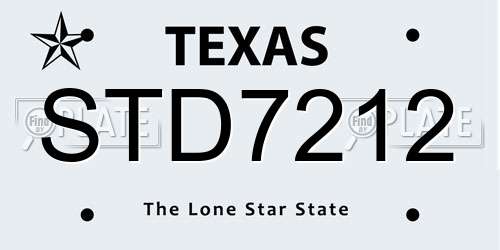 STD7212 Texas License Plate