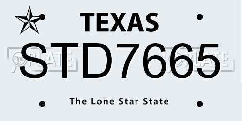 STD7665 Texas License Plate