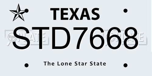 STD7668 Texas License Plate