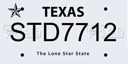 STD7712 Texas License Plate