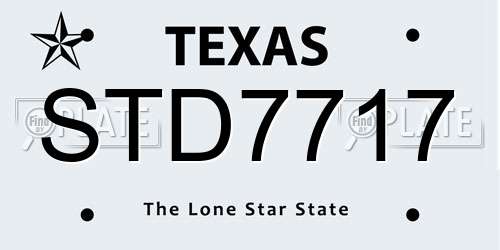 STD7717 Texas License Plate