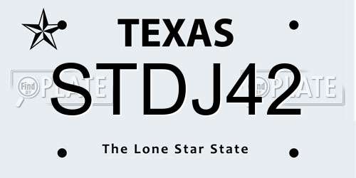 STDJ42 Texas License Plate