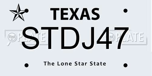 STDJ47 Texas License Plate