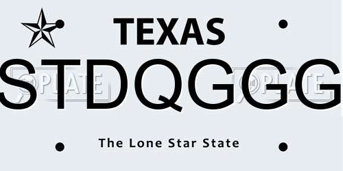 STDQGGG Texas License Plate
