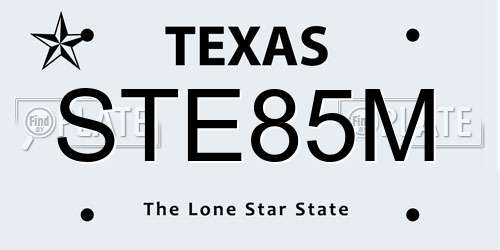STE85M Texas License Plate